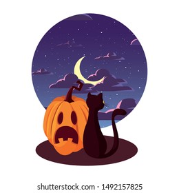 pumpkin cat happy halloween celebration