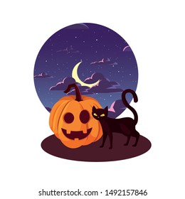 pumpkin cat happy halloween celebration