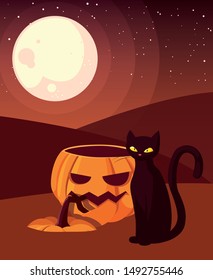 pumpkin cat happy halloween celebration