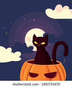 pumpkin cat happy halloween celebration