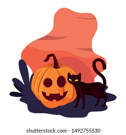 pumpkin cat happy halloween celebration