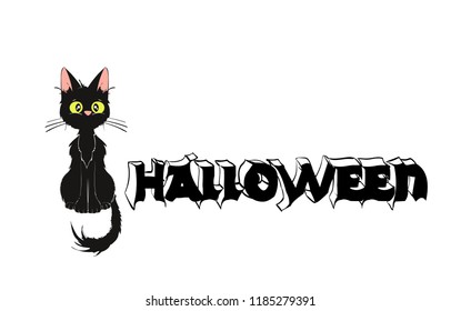 Pumpkin and Cat. Template for a Halloween party