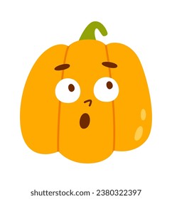 Pumpkin Character Amazed Vector Illustration