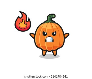 caricatura del personaje de la calabaza con gesto enojado, diseño lindo