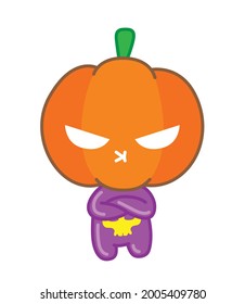 Pumpkin character cartoon, Halloween day, pumpkin halloween, Vector illustration.