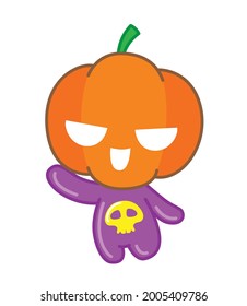 Pumpkin character cartoon, Halloween day, pumpkin halloween, Vector illustration.