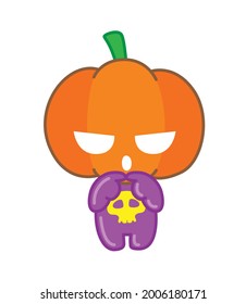 Pumpkin character cartoon, Halloween day, pumpkin halloween,Vector illustration.