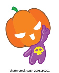 Pumpkin character cartoon, Halloween day, pumpkin halloween, Vector illustration.
