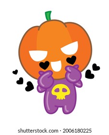 Pumpkin character cartoon, Halloween day, pumpkin halloween,Vector illustration.