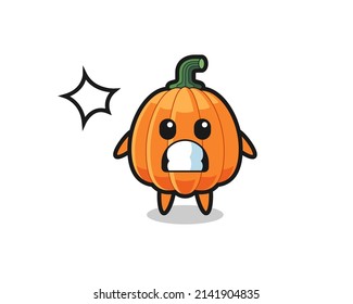 pumpkin character cartoon with shocked gesture , cute design