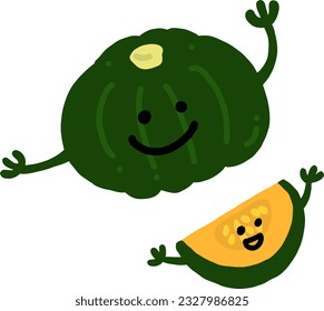 icono vectorial de ilustración plana con carácter de calabazaLas manos pueden moverse.