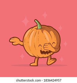 Pumpkin character dancing vector illustration. Dab, Halloween, celebration, food design concept.