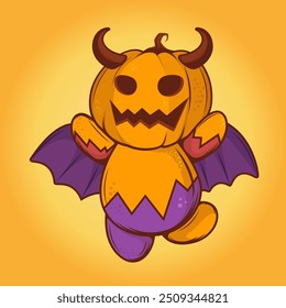 Pumpkin Character Dressed Up Bat Halloween Costume