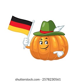 Pumpkin Character Holding German Flag.