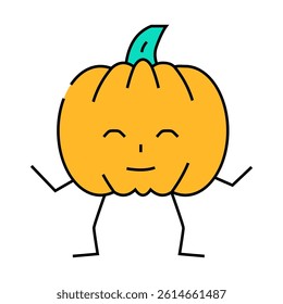 pumpkin character line icon vector. pumpkin character sign. isolated symbol illustration
