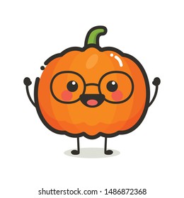 Pumpkin Character Mascot .Fruit & Vegetables Cute Simple icon logo Design Vector