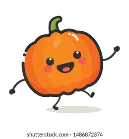 Pumpkin Character Mascot .Fruit & Vegetables Cute Simple icon logo Design Vector