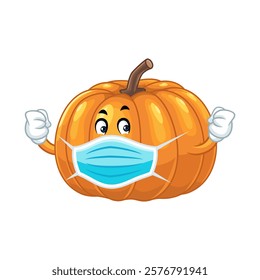 Pumpkin Character with Mask Illustration.