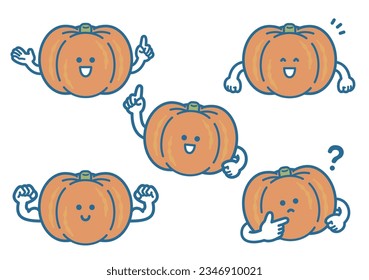 Pumpkin character pose set illustration
