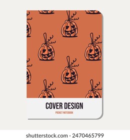 pumpkin character seamless pattern great for book cover, plate print, planner, paperback book