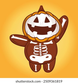 Pumpkin Character With Skull Costume
