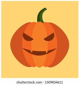 Pumpkin Character, Vector, Halloween, Emoticon, Icon, Illustration Flat Design
