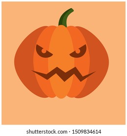 Pumpkin Character, Vector, Halloween, Emoticon, Icon, Illustration Flat Design
