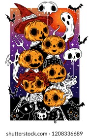Pumpkin character vector for happy halloween