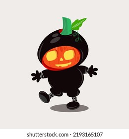 Pumpkin character wearing ninja costume for halloween