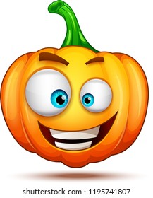 Pumpkin characters funny, funny, and crazy. Halloween cartoon emoticons