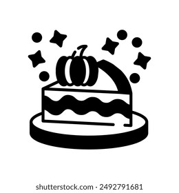 Pumpkin Cheesecake Glyph Icon, Vector illustration