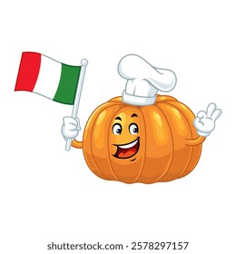 Pumpkin Chef with Italian Flag.