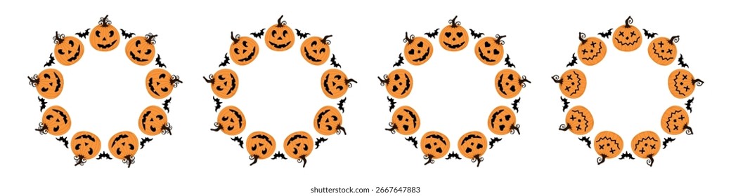 Conjunto de halloween con marco de avatar de círculo de calabaza