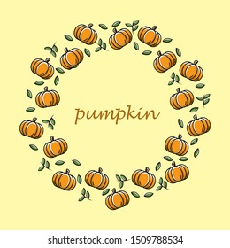 pumpkin circle background vector with flat icon design