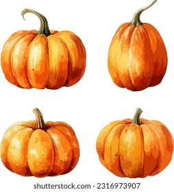 Pumpkin clipart, isolated vector illustration.