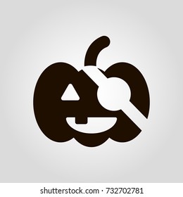 Pumpkin with closed eye like pirate, isolated flat vector icon.