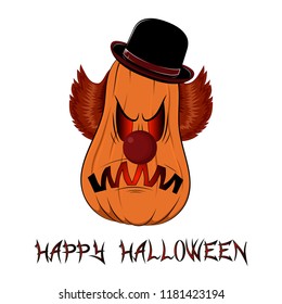 Pumpkin clown. Vector image.