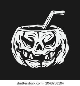 pumpkin cocktail drink vector illustration hand drawn 