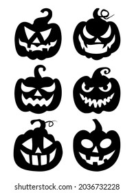 Pumpkin collection of halloween silhouettes icon and character. isolated on white background.