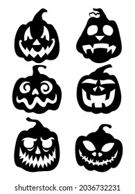 Pumpkin collection of halloween silhouettes icon and character. isolated on white background.