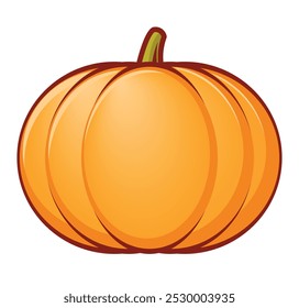 pumpkin, color vector cartoon illustration of squash, isolated on white background