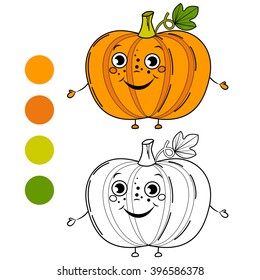 pumpkin. Coloring book page. Cartoon vector illustration. Game for children