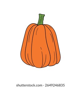 Pumpkin coloring pages for kids. Pumpkin thanksgiving element. Pumpkin harvest clip art vector. Thanksgiving fun activity coloring pumpkin vegetable for Kindergarten and preschool.