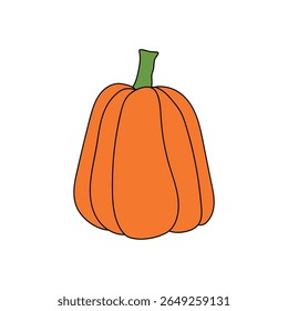 Pumpkin coloring pages for kids. Pumpkin thanksgiving clip art element. Pumpkin clipart outline vector. Thanksgiving fun activity coloring pumpkin vegetable for Kindergarten and preschool.