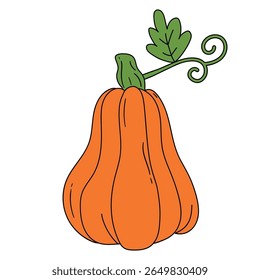 Pumpkin coloring pages for kids. Pumpkin thanksgiving clip art element. Pumpkin clipart outline vector. Thanksgiving fun activity coloring pumpkin vegetable for Kindergarten and preschool.