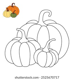 Pumpkin coloring pages for kids. Trace and color pumpkin. Pumpkin clipart outline vector. Coloring book for kids. Kindergarten and preschool worksheets printable for kids. Thanksgiving. Halloween.