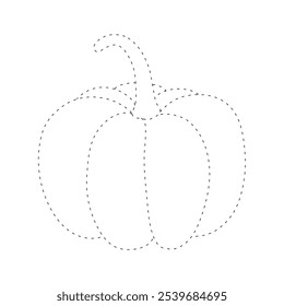 Pumpkin coloring pages for kids. Trace and color pumpkin. Pumpkin vegetable flashcards. Pumpkin thanksgiving isolated on white background. Kindergarten and preschool worksheets printable for kids. 