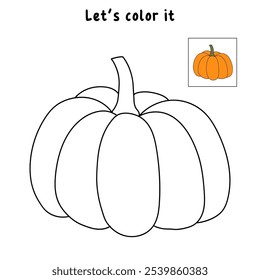 Pumpkin coloring pages for kids. Trace and color pumpkin. Pumpkin vegetable flashcards. Pumpkin thanksgiving isolated on white background. Kindergarten and preschool worksheets printable for kids. 