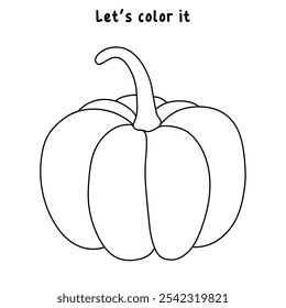 Pumpkin coloring pages for kids. Trace and color pumpkin. Pumpkin vegetable flashcards. Pumpkin thanksgiving isolated on white background. Kindergarten and preschool worksheets printable for kids. 