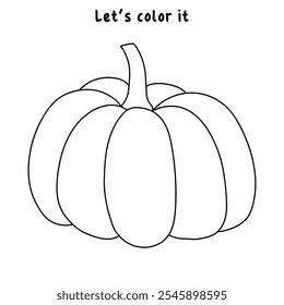 Pumpkin coloring pages for kids. Trace and color pumpkin. Pumpkin vegetable flashcards. Pumpkin thanksgiving isolated on white background. Kindergarten and preschool worksheets printable for kids. 